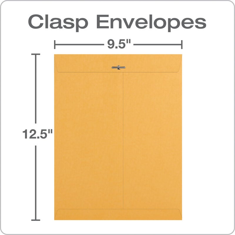 Quality Park, QUA37893, Gummed Kraft Clasp Envelopes, 100 / Box, Kraft, 9.5 x 12.5 Inches - Image 2
